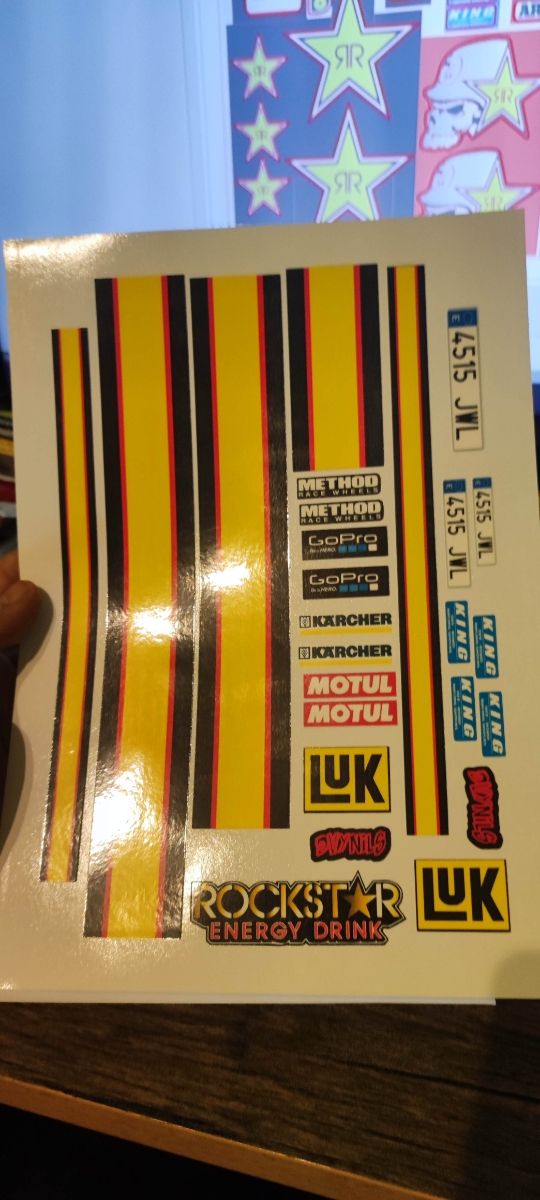 pegatinas rockstar 1/10 2 hojas para 6x6 Traxxas