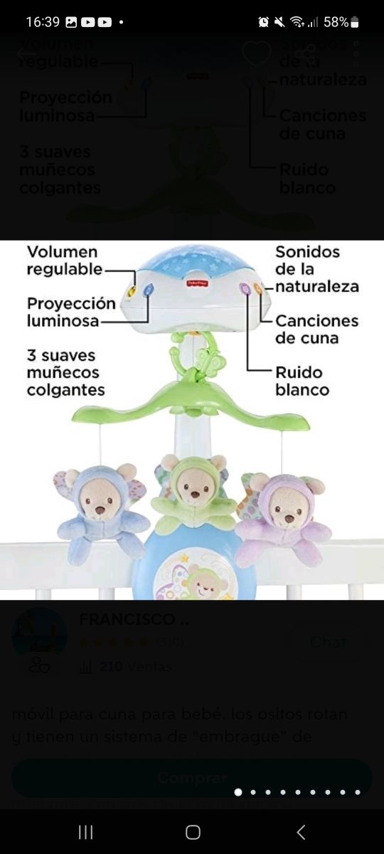 CARRUSEL DE CUNA BEBE FRISHER PRICE