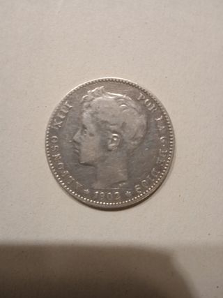 moneda de 1 peseta de plata de 1902 1/ - y 0 / -  