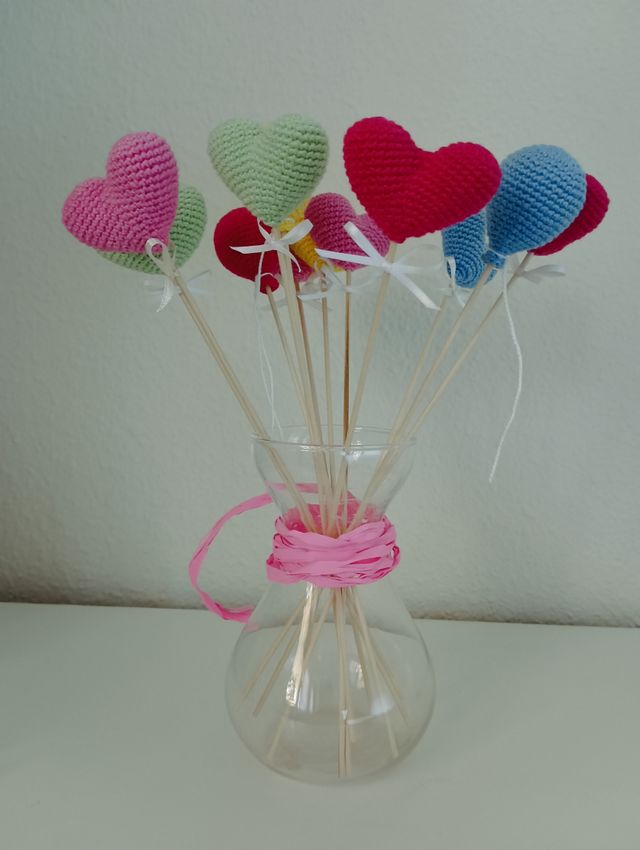 Amigurumis corazones y globos