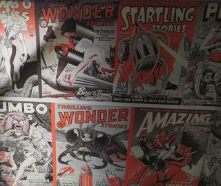 Cuadro mosaico de cómics de ciencia ficción