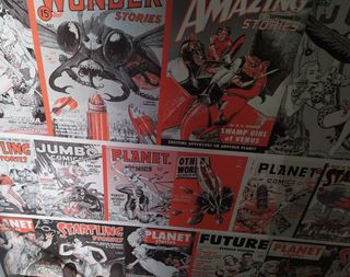 Cuadro mosaico de cómics de ciencia ficción