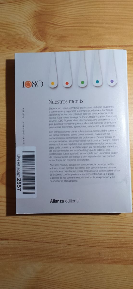 Nuestros menús, de Alianza editorial, serie 1080