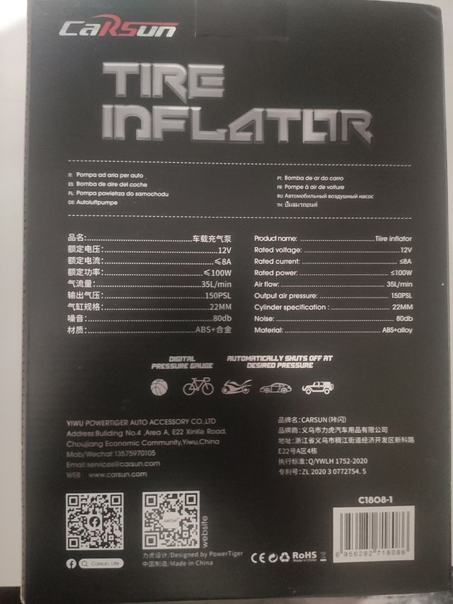 Compresor inflador para ruedas