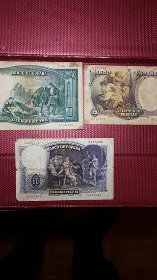 BILLETES DE 100,25 y 50 pesetas