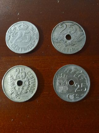 Lote monedas 25 centimos de varios años