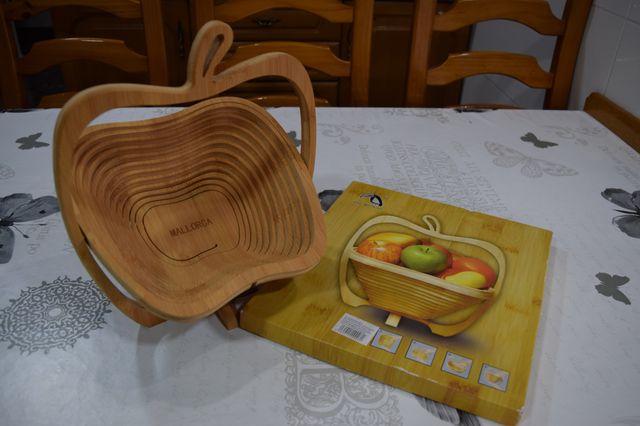 Frutero de madera de bambú plegable