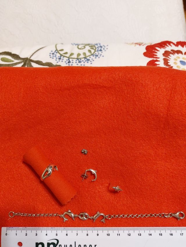 Pulsera, anillo y pendientes plata 925