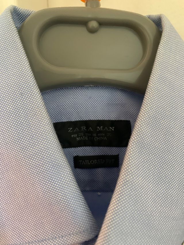 Camisa lisa azul celeste ZARA