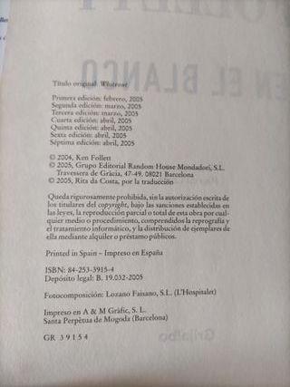 Libro Ken Follet: Nunca y En el blanco