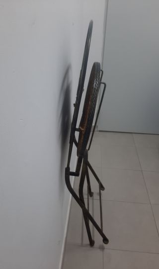 Silla de forja y mimbre, plegable