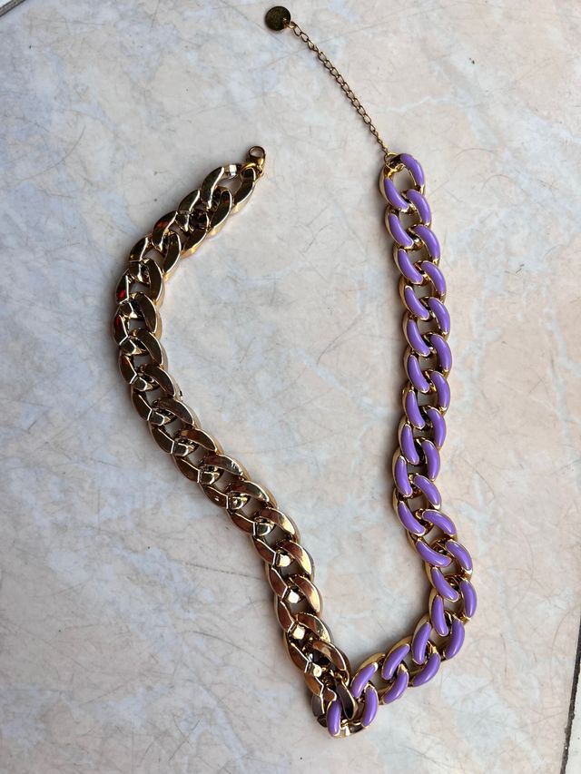 Collana catena viola e dorata
