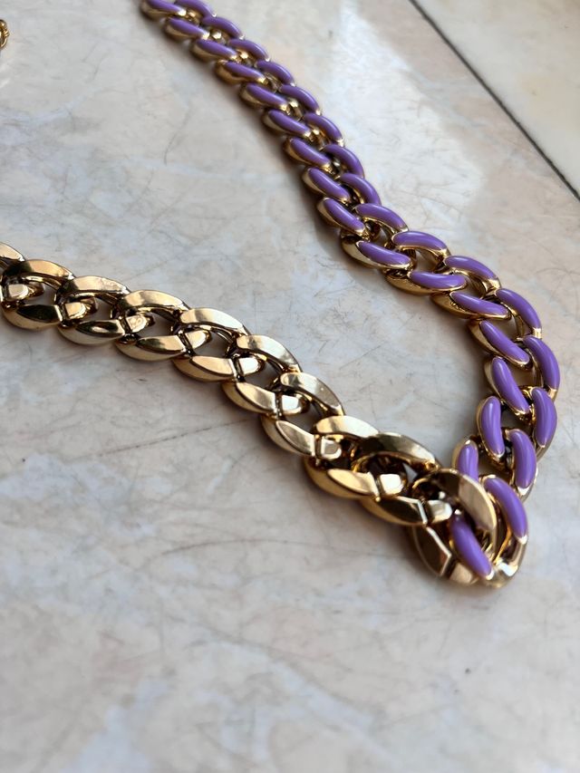 Collana catena viola e dorata