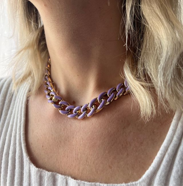 Collana catena viola e dorata