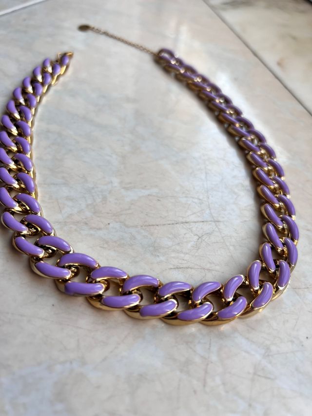 Collana catena viola e dorata