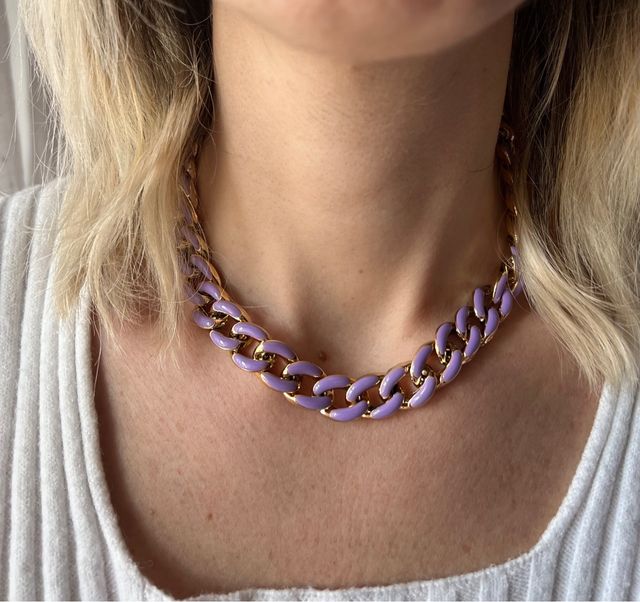 Collana catena viola e dorata