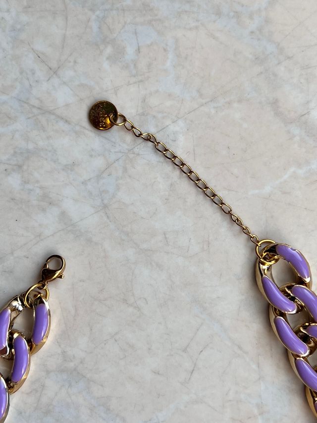 Collana catena viola e dorata