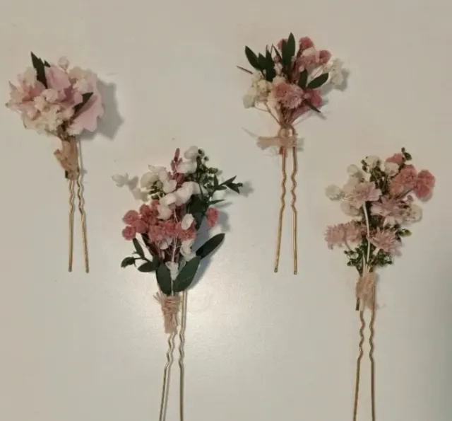 Pack 4 horquillas flor preservada. Varios modelos.