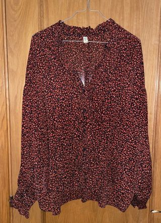 Camisa roja puntos de Mango
