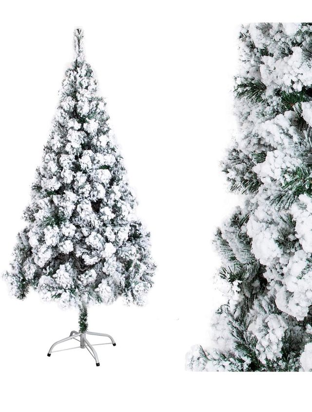 Árbol de navidad copos de nieve artificial nevado