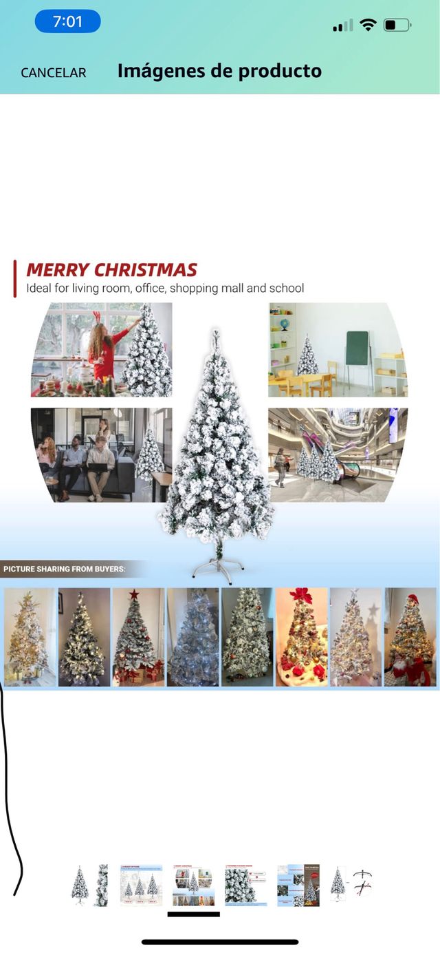 Árbol de navidad copos de nieve artificial nevado