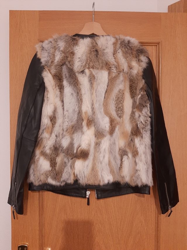 Biker negra piel/pelo natural SuiteBlanco talla M