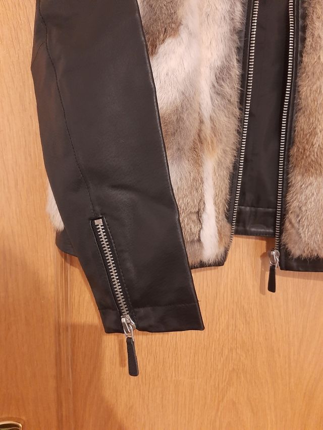 Biker negra piel/pelo natural SuiteBlanco talla M