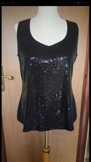 Elegante top con pailettes nero mis.46