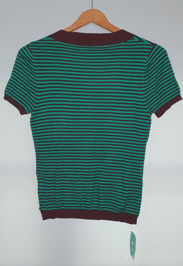 Jersey pico punto talla P marrón y verde corta