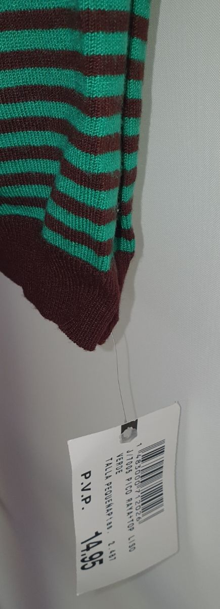 Jersey pico punto talla P marrón y verde corta