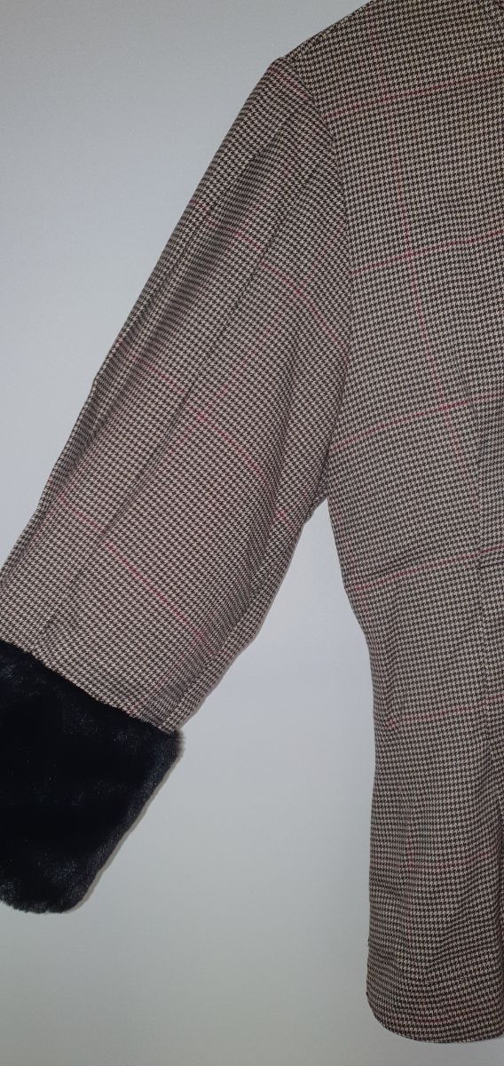 Zara Blusa manga 3/4 cuadritos y pelo talla XS