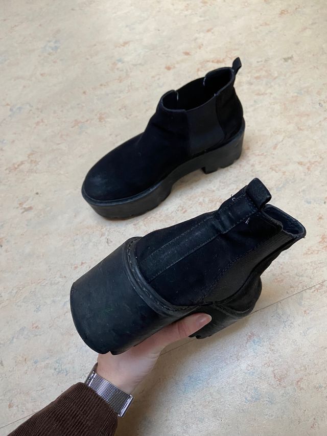 botas botines negros pull&bear