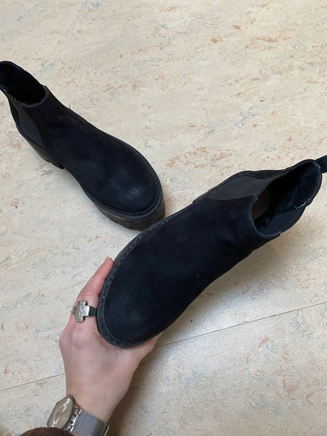 botas botines negros pull&bear