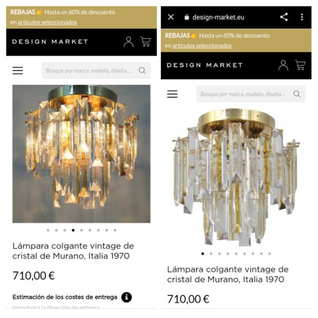 Lámpara de techo de CRISTAL de MURANO auténtico