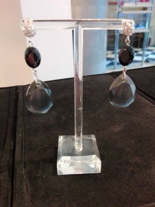 PENDIENTES EN ÁGATAS GRISES Y HEMATITES 🌷