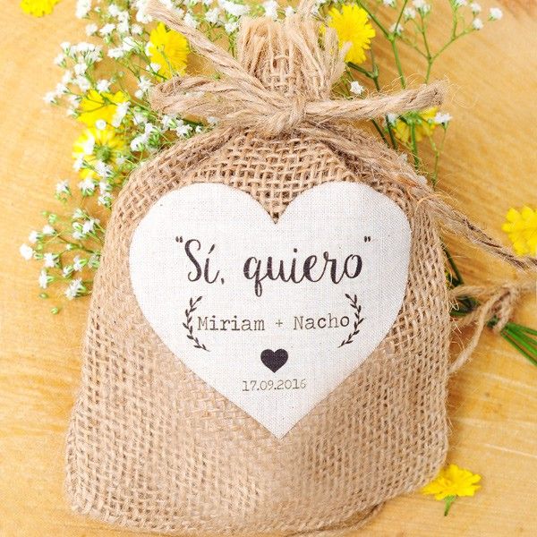 Saquito yute para arras personalizado - Sí, quiero