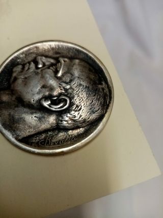 Benito Mussolini, gran medalla de plata, anv. Retr