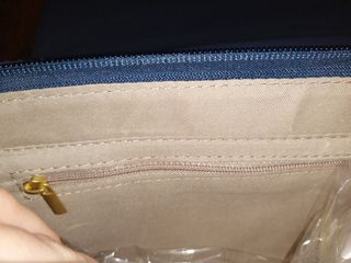 bolso azul cuadros cadena oro
