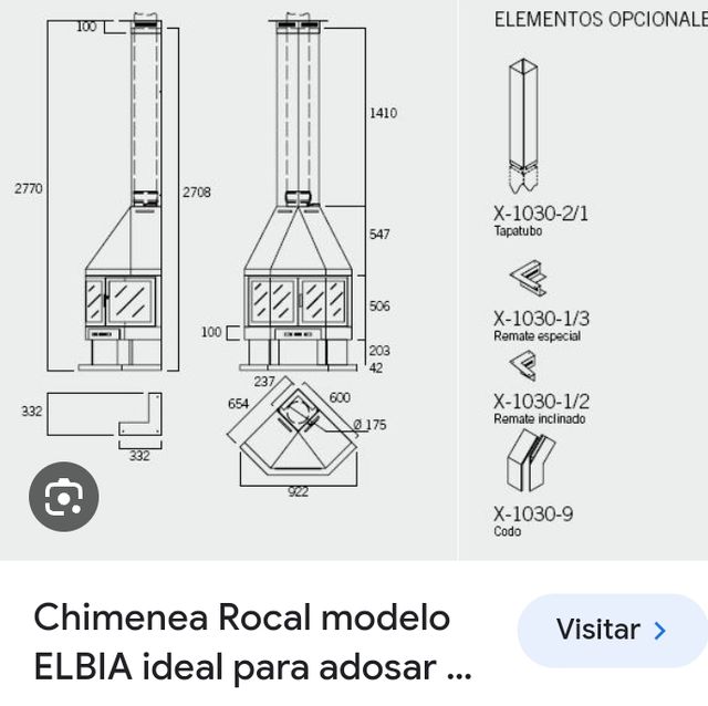 Chimenea leña esquinera ROCAL