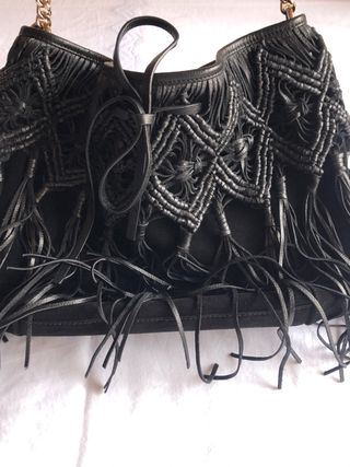 Bolso Zara piel flecos nuevo