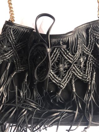 Bolso Zara piel flecos nuevo