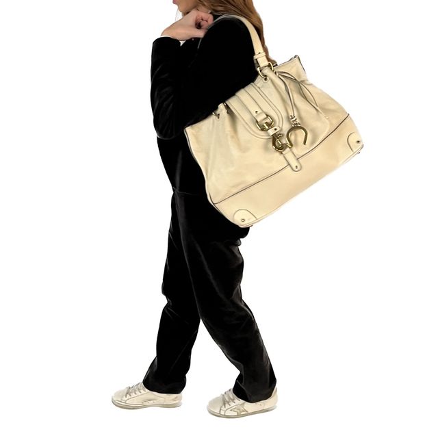  Bolso de hombro Chloe blanco y oro