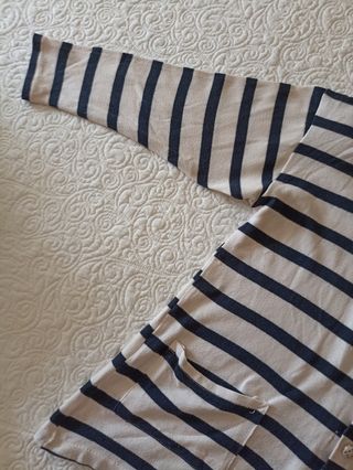 chaqueta cárdigan de rayas manga 3/4 vintage