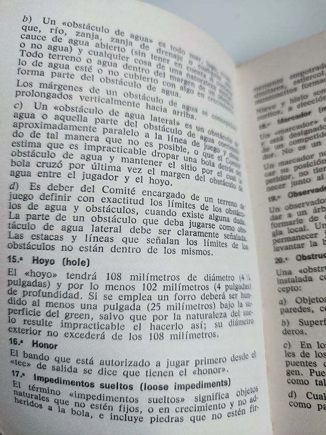 1968 libro reglas de Golf