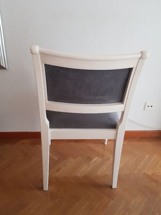 Silla con brazos Luis XVI blanca y terciopelo