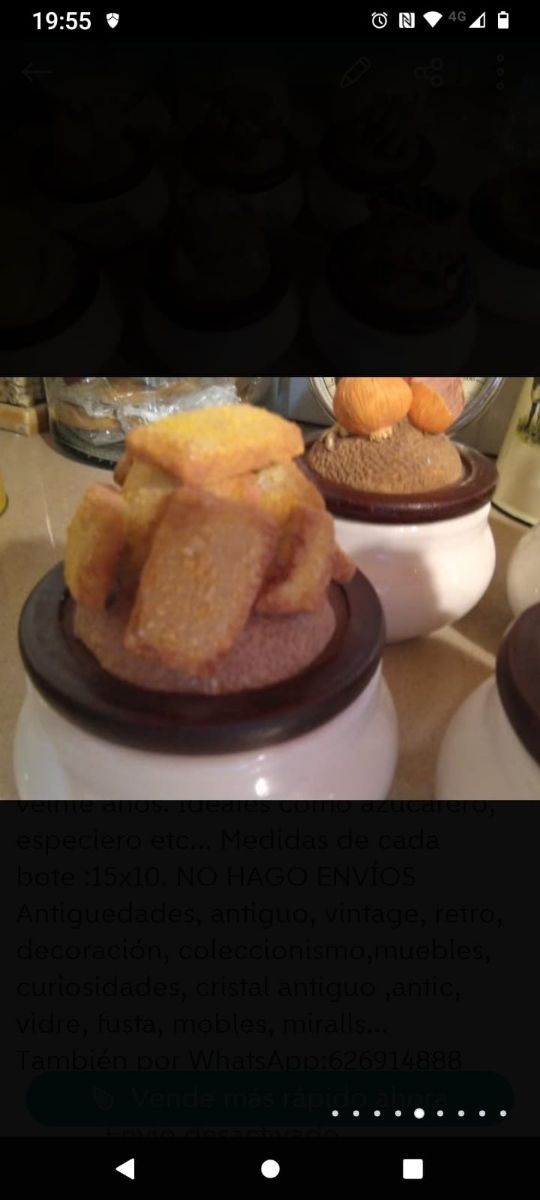 7 BOTES / TARROS PORCELANA TAPA DE MADERA Y RESINA