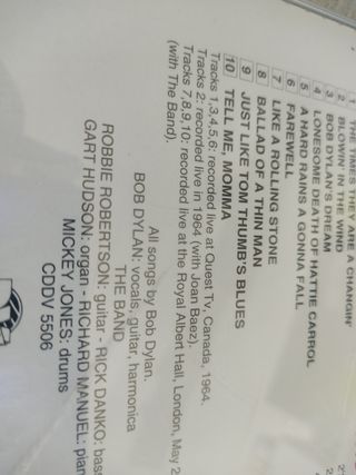 Bob Dylan cd Live bootleg años 60
