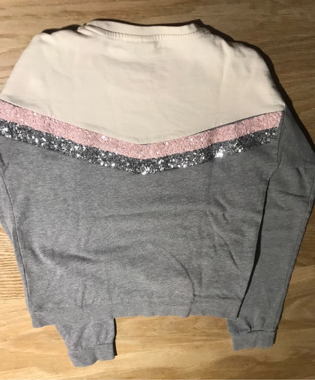 Sudadera beige y gris talla 13-14
