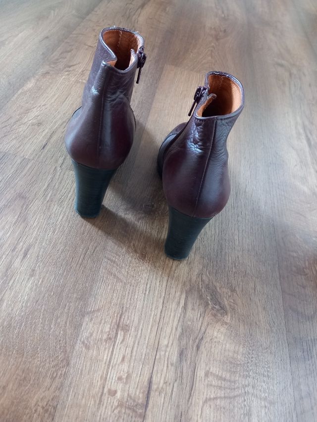 BOTINES PIEL MUJER TALLA 37 Color vino