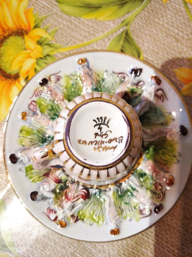 Capodimonte 4  tazzine da caffè c/ piattino